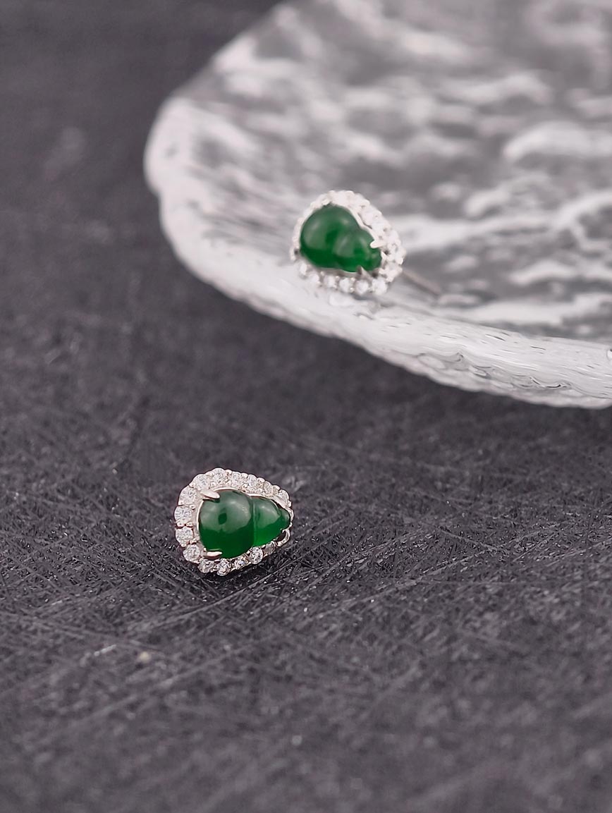 Natural Jadeite Gourd Sterling Silver Earrings image