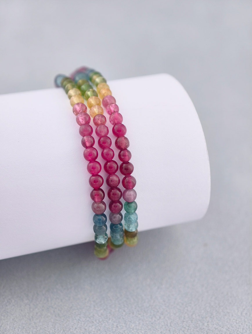 Natural Rainbow Tourmaline Three-Wrap Bracelet image
