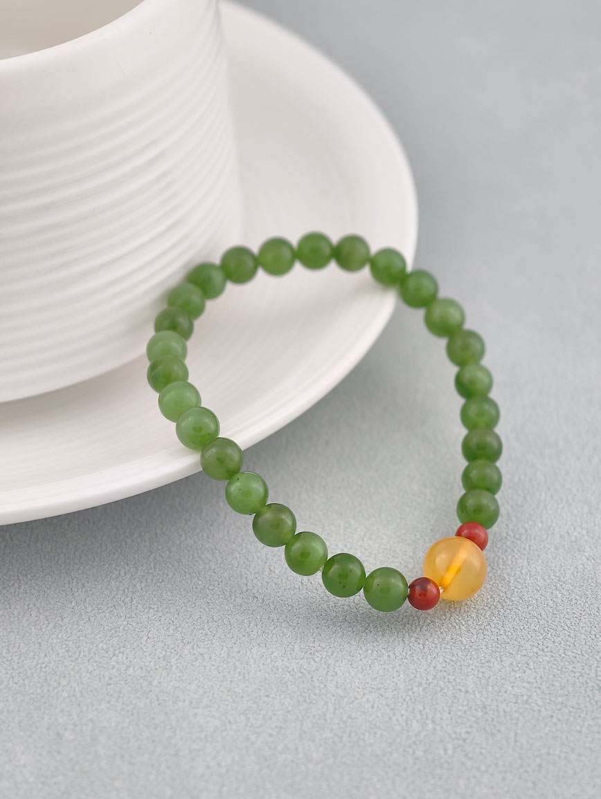 Natural Jasper and South Red Agate Beeswax Bracelet image