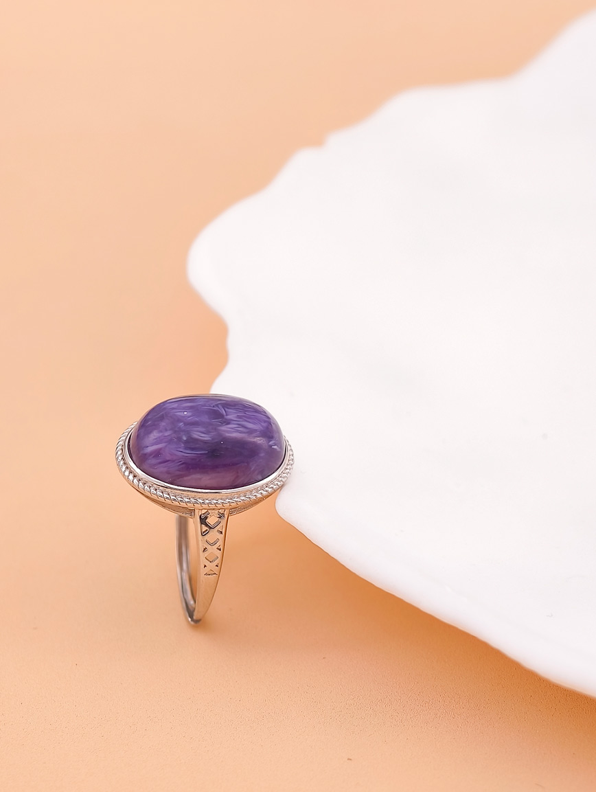 Natural Charoite Simple Ring image