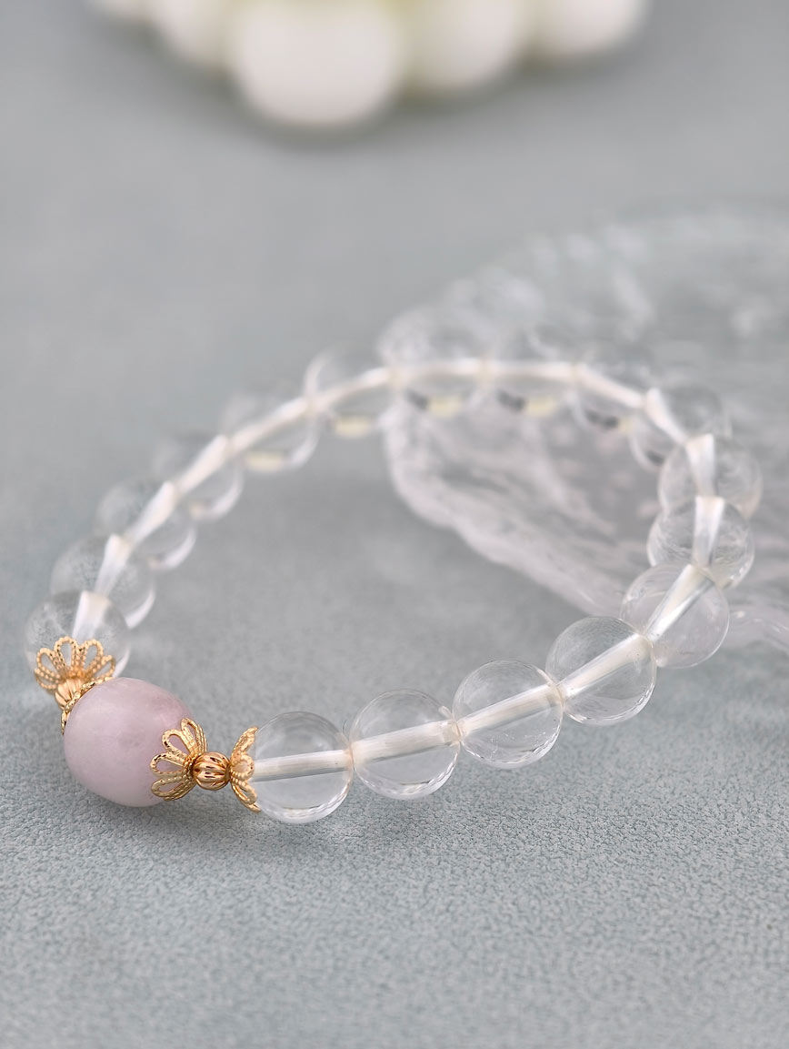 Natural Clear Quartz and Kunzite Bracelet image