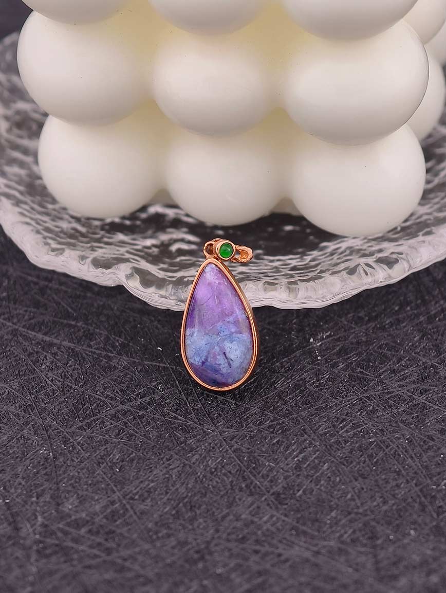 Natural Water Drop Sugilite Sterling Silver Pendant image