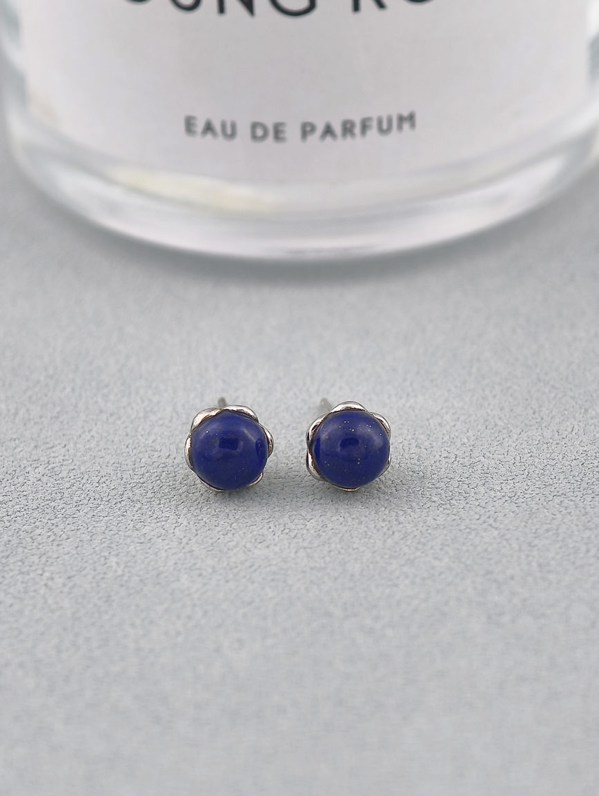 Natural Lapis Lazuli Simple Style Sterling Silver Earrings image