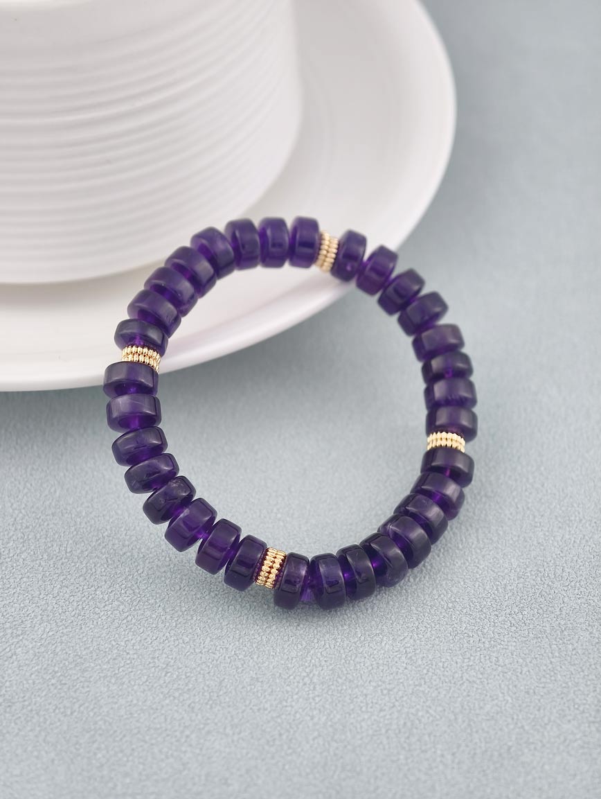 Amethyst Wheel Bead Simple Style Bracelet image