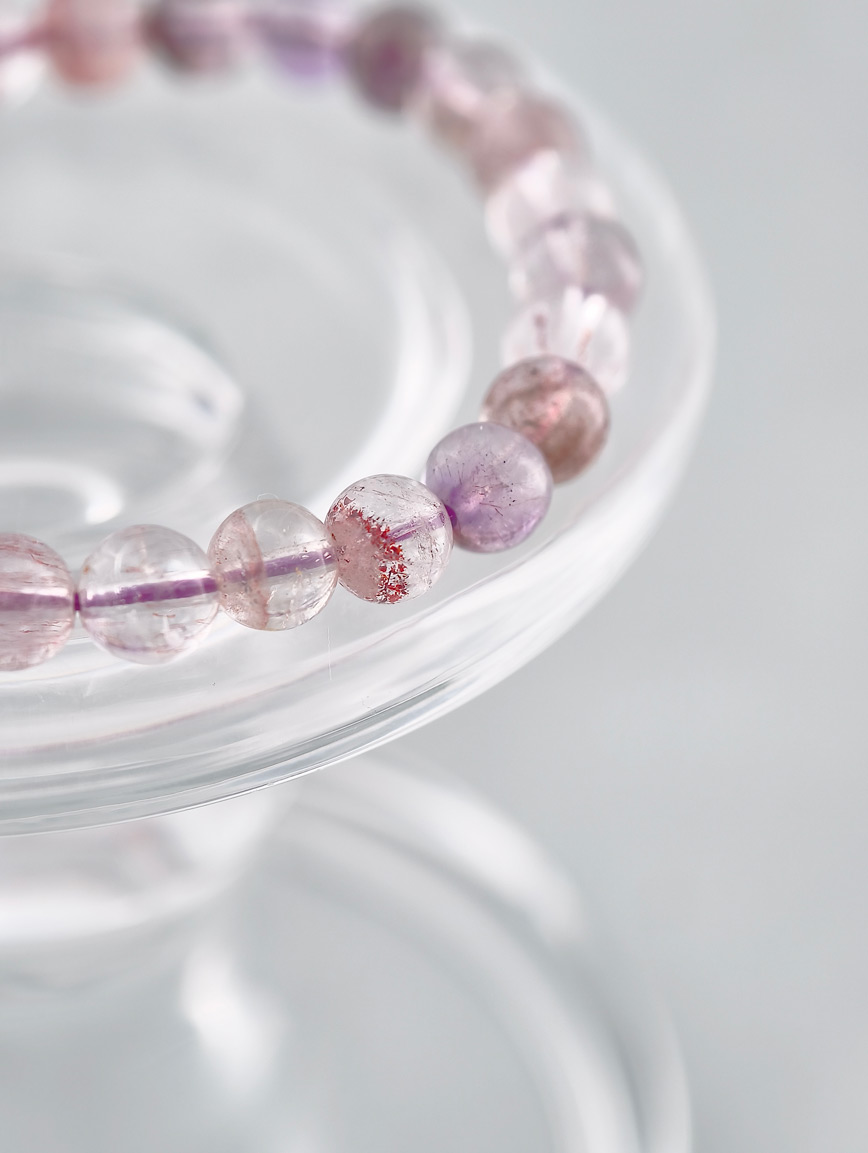 Natural Super Seven Round Bead Bracelet image
