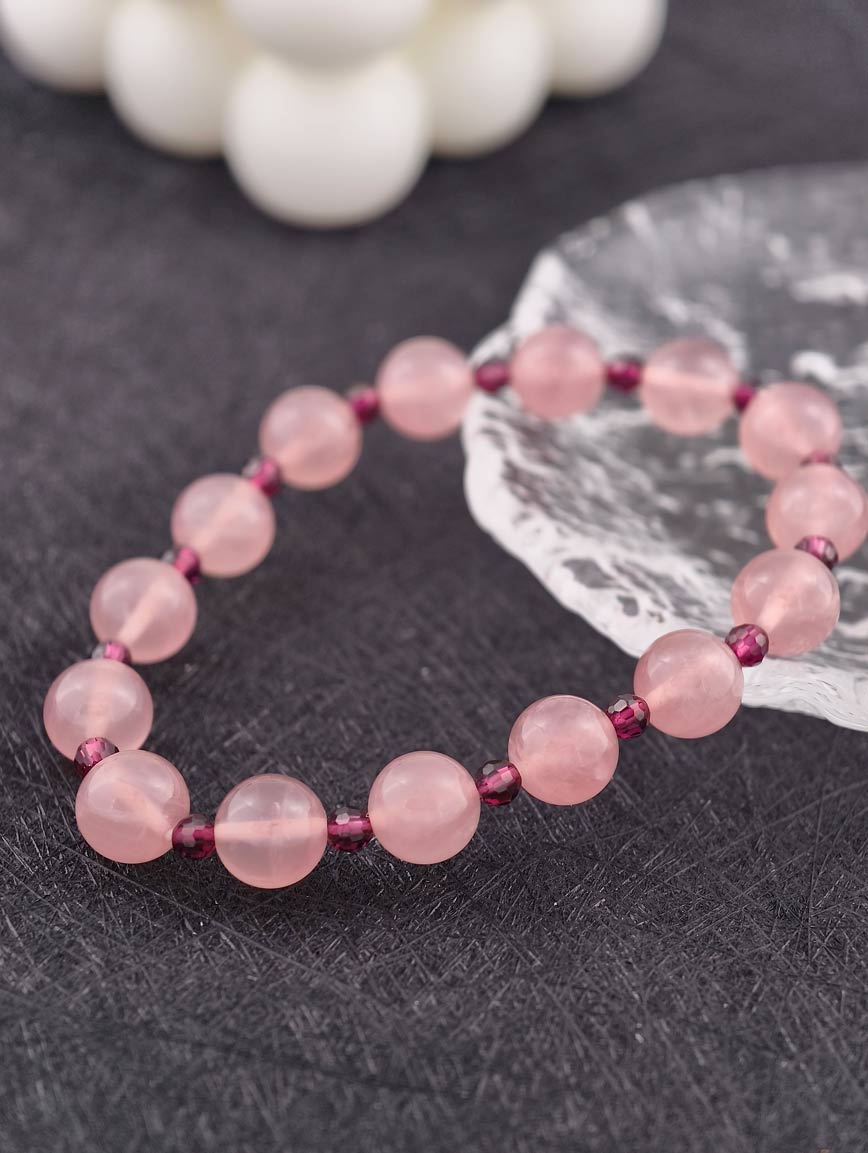 Madagascar Rose Quartz and Garnet Bracelet image