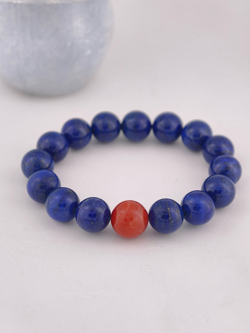 Natural Lapis Lazuli and South Red Agate Bracelet image