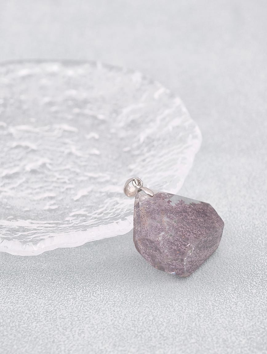 Natural Red Phantom Sterling Silver Pendant image