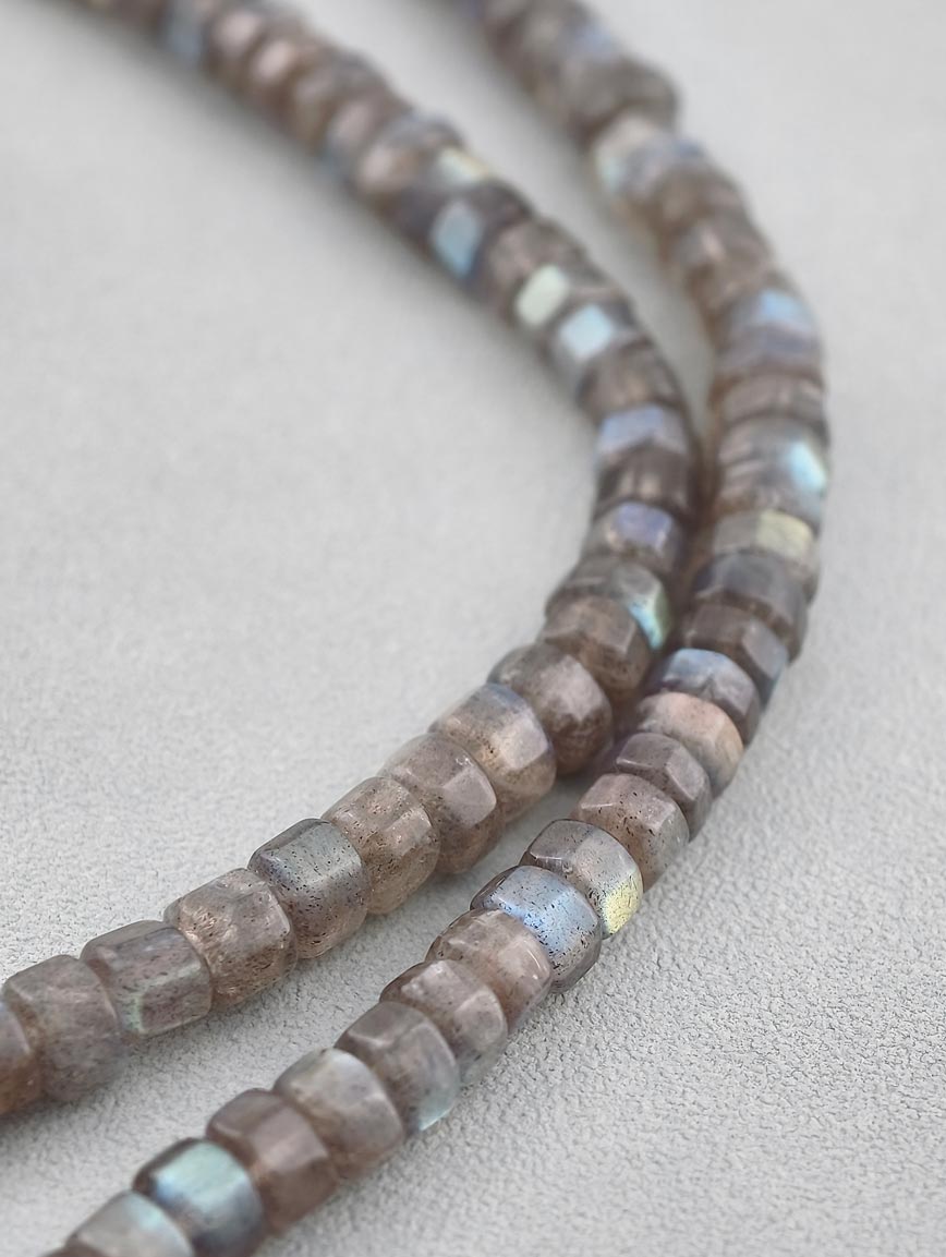 Natural Labradorite with Orange Garnet Necklace image