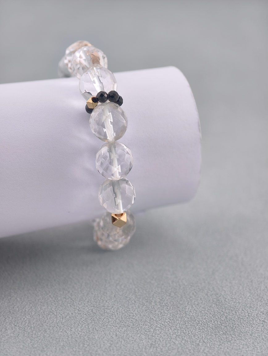 Clear Quartz and Black Spinel Bracelet image