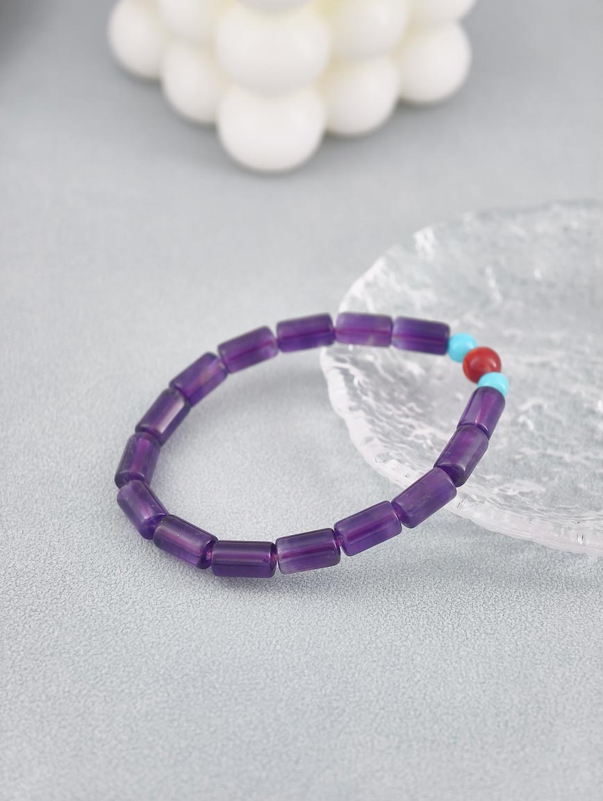 Natural Amethyst and Amazonite South Red Agate Bracelet image
