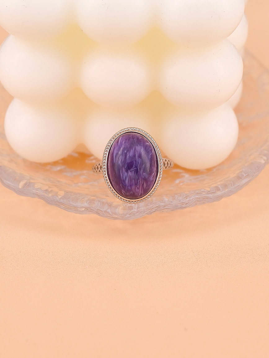 Natural Charoite Simple Ring image