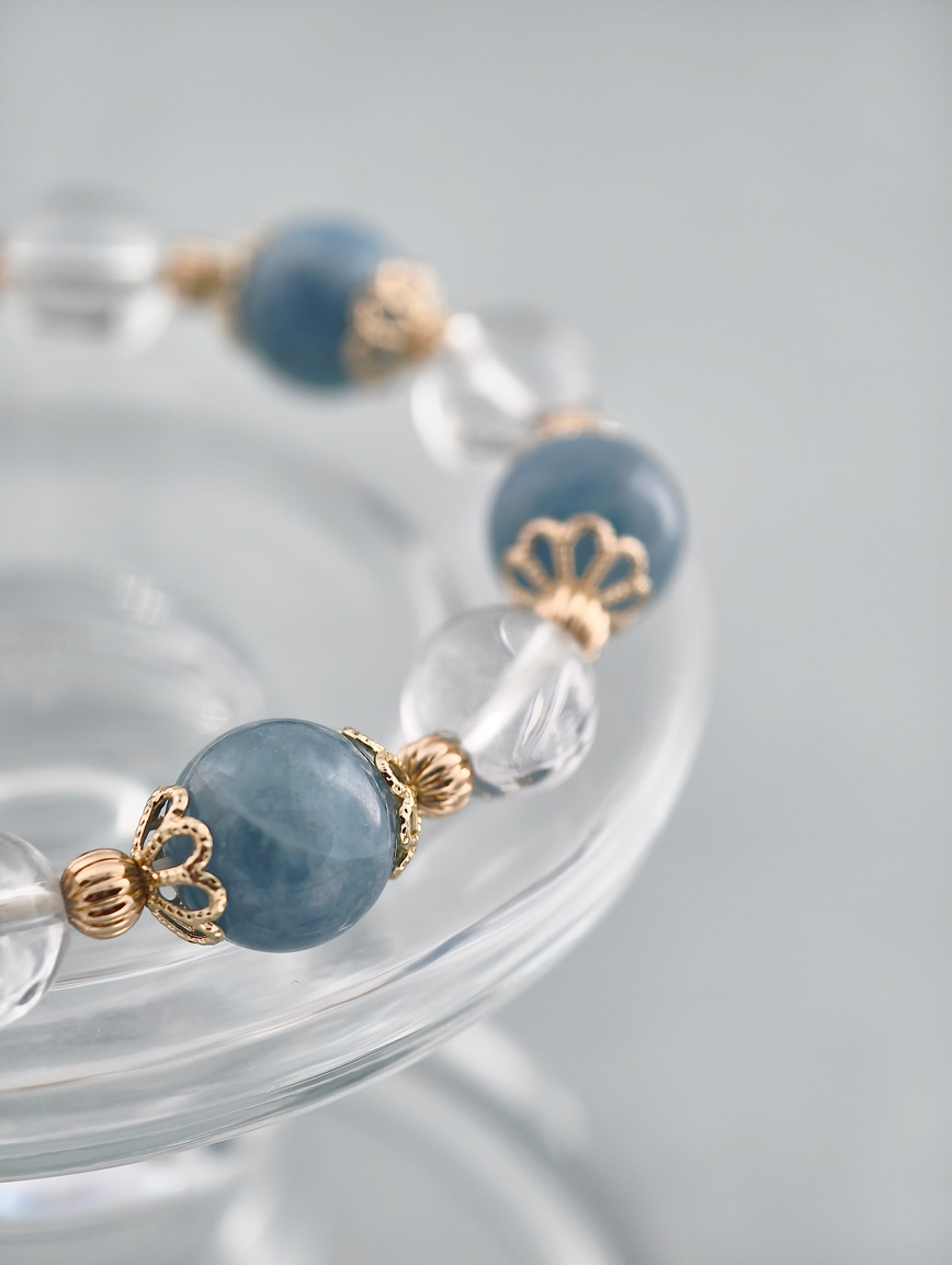 Natural Aquamarine and Clear Quartz Bracelet image