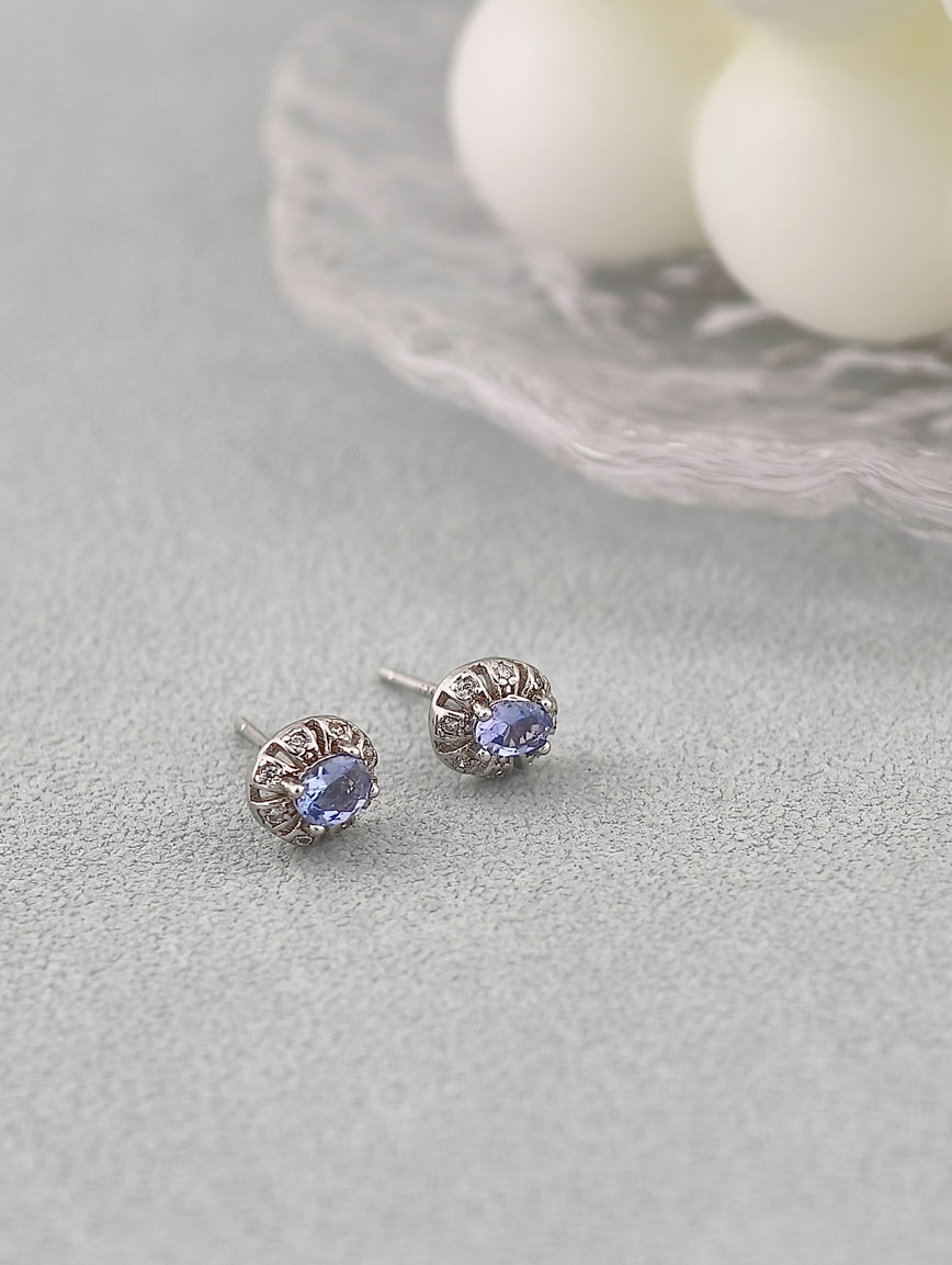 Natural Tanzanite Sterling Silver Earrings image