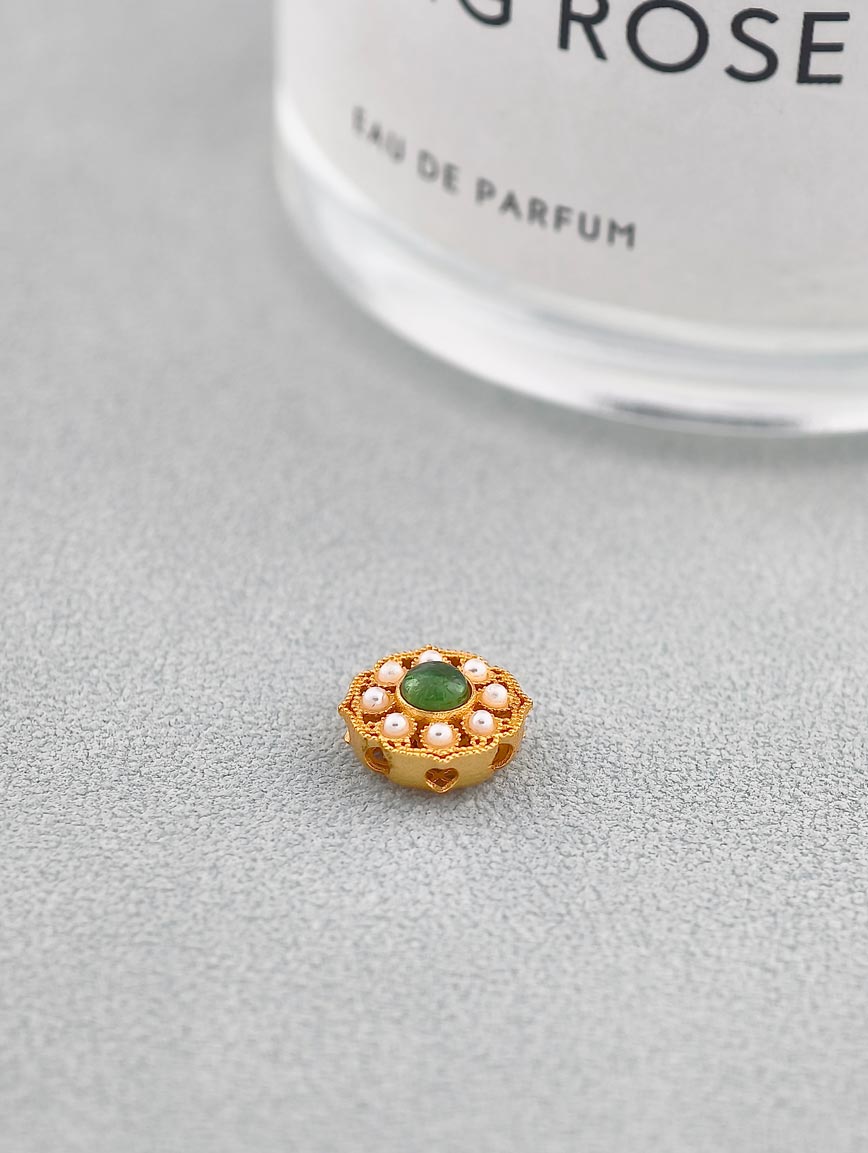 Natural Tourmaline Ruyi Flower Sterling Silver DIY Accessory image