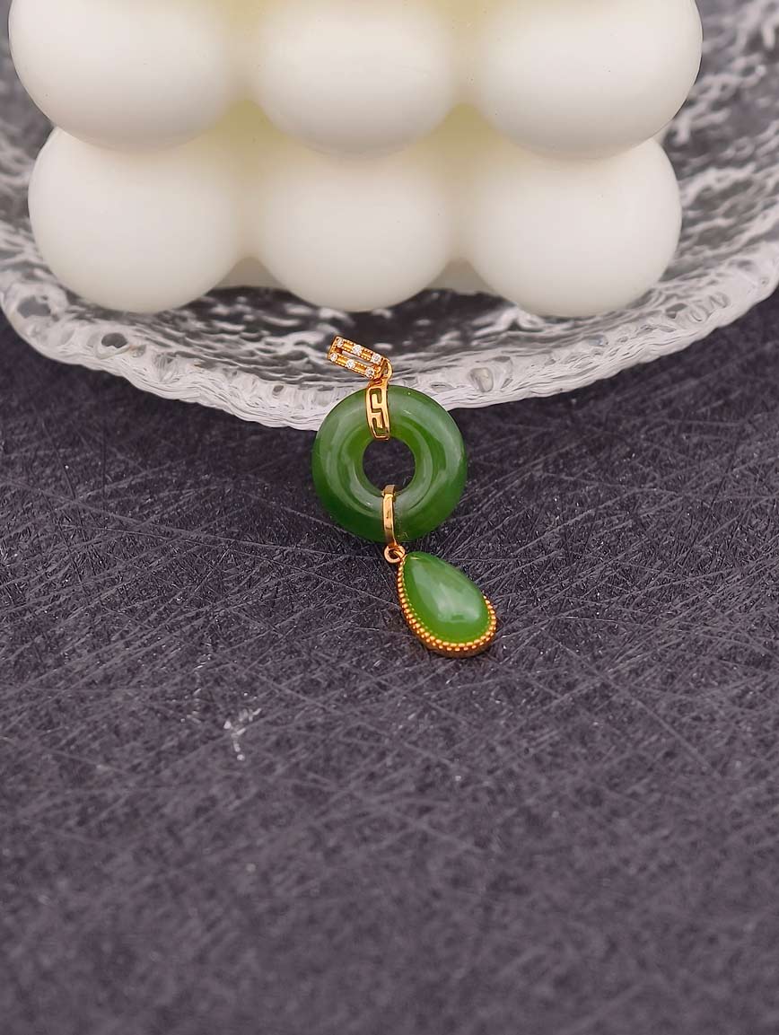 18K Gold Natural Jasper Pendant image