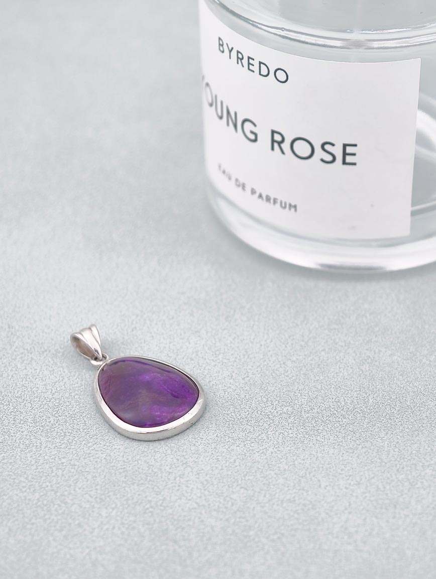 Natural Sugilite Simple Style Sterling Silver Pendant image