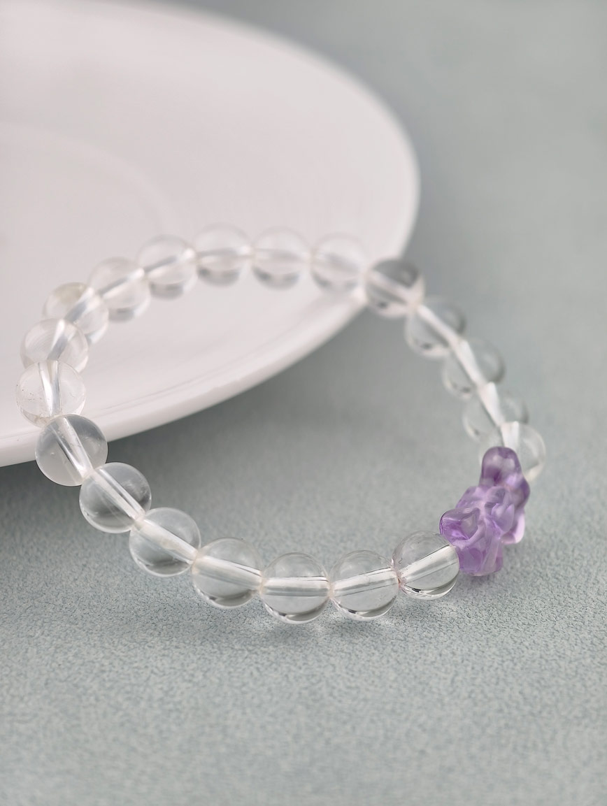 Clear Quartz and Amethyst Bow Bracelet image