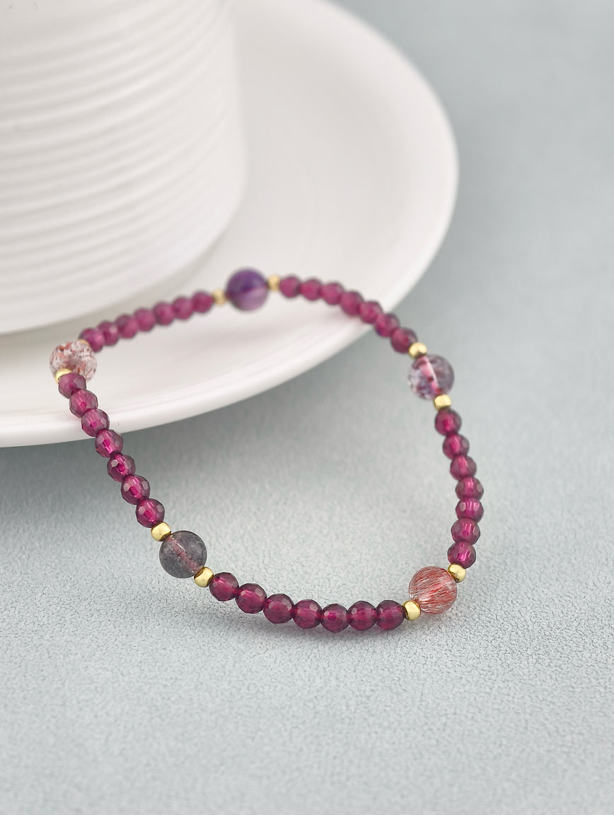 Natural Garnet and Super Seven Elegant Bracelet image