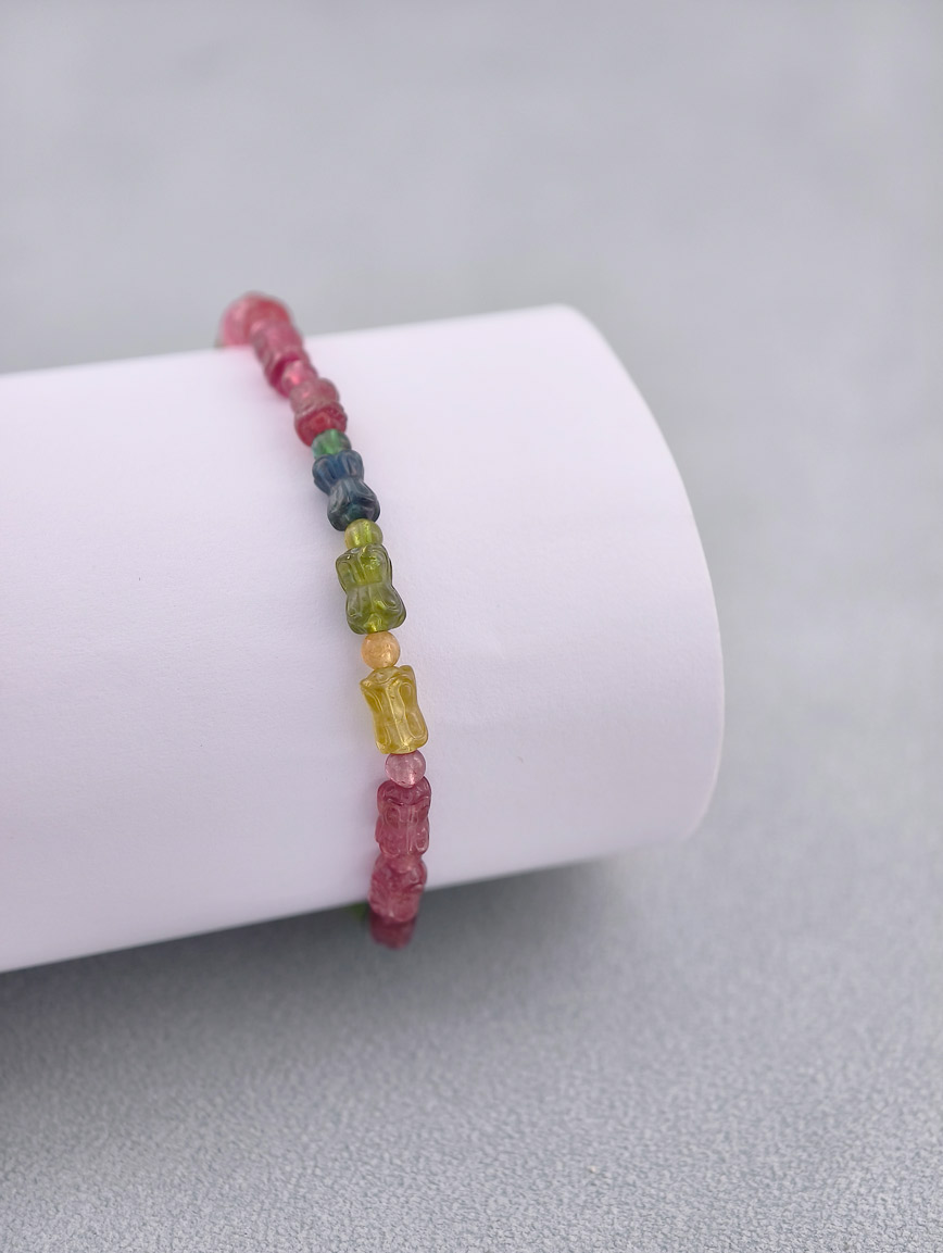 Double Lotus Tourmaline Lucky Bead Bracelet image
