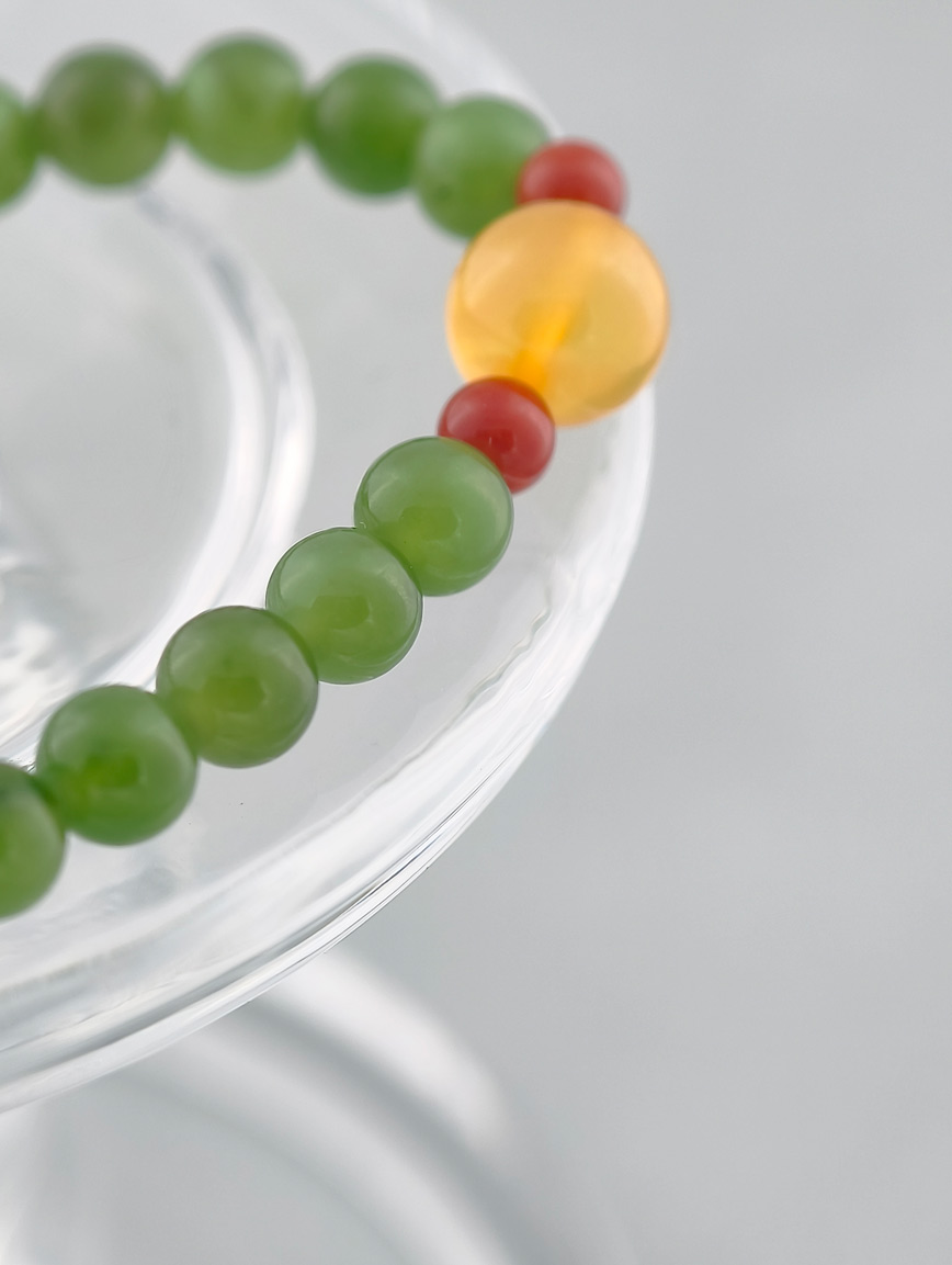 Natural Jasper and South Red Agate Beeswax Bracelet image