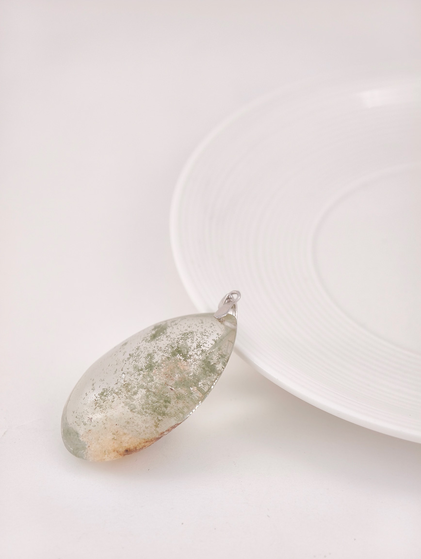 Natural White Phantom Sterling Silver Pendant image