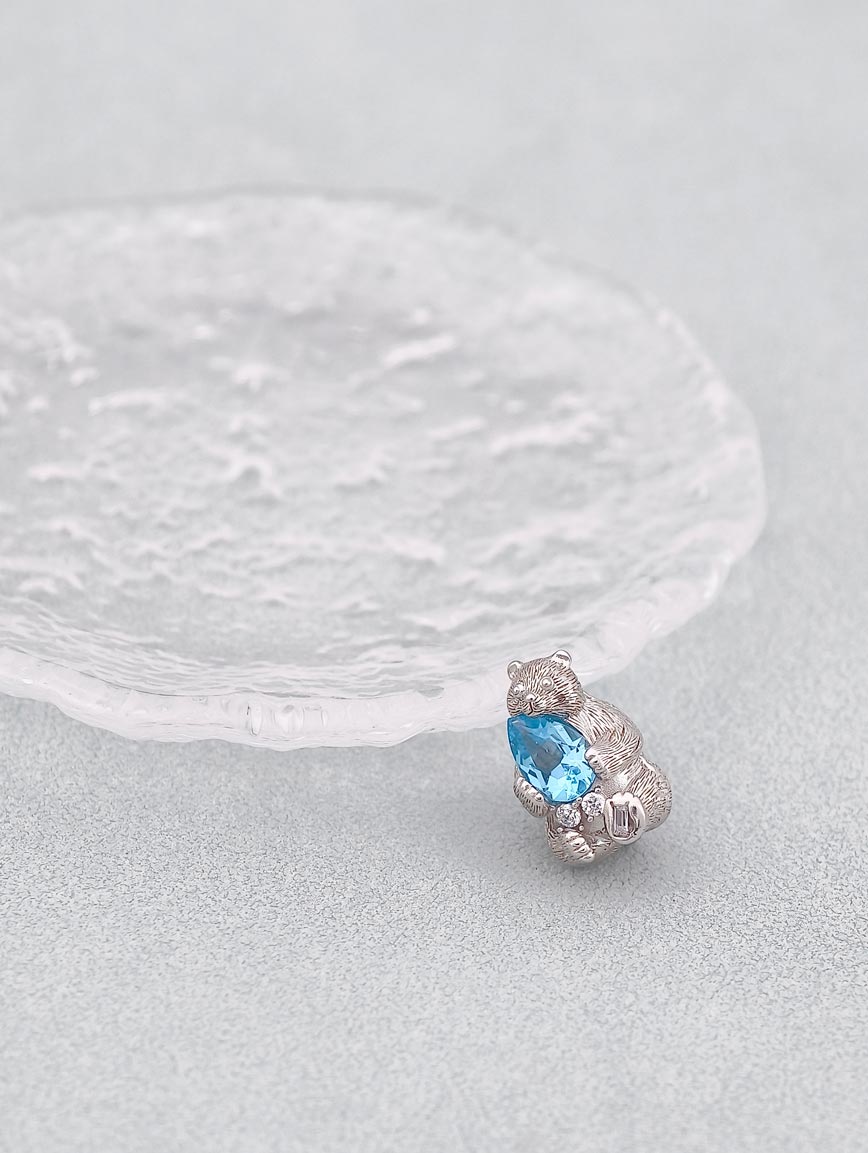 Natural Blue Topaz Bear Hug Pendant image