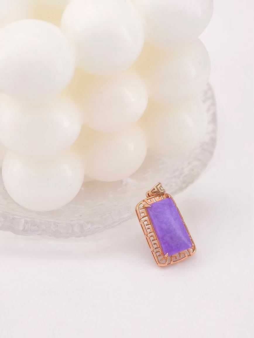 18K Gold Magic Purple Sugilite Square Pendant image