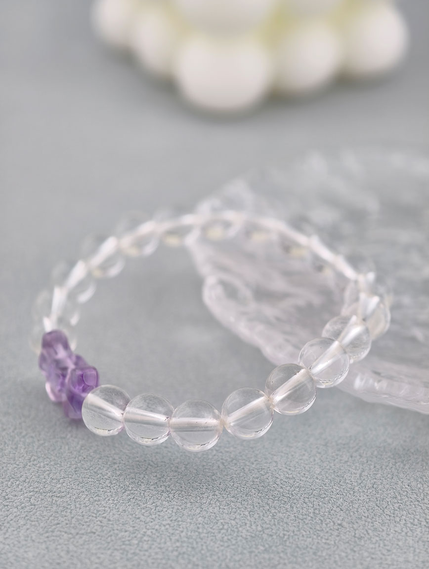 Clear Quartz and Amethyst Bow Bracelet image