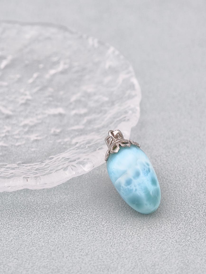 Natural Larimar Sterling Silver Pendant image