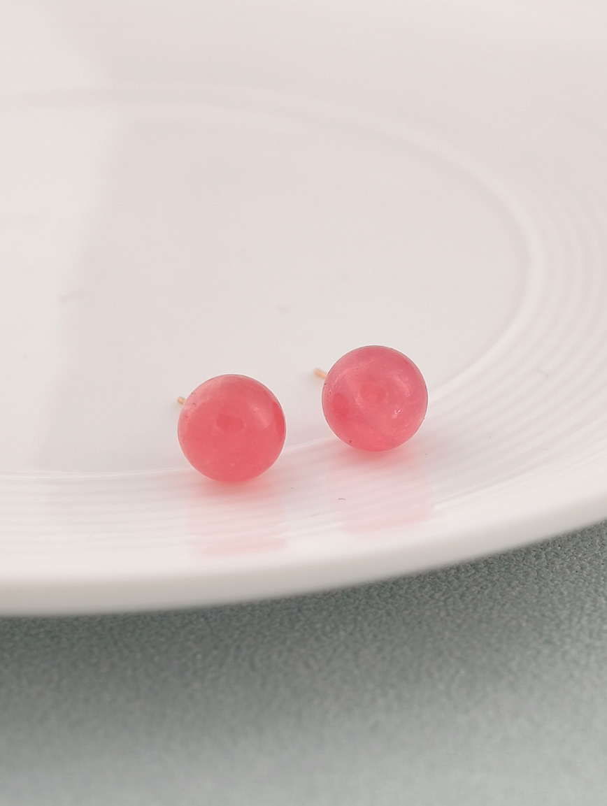 18K Gold Natural Rhodochrosite Earrings image