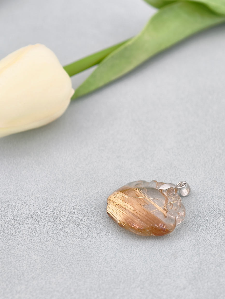 Natural Rutilated Quartz Sterling Silver Pendant image