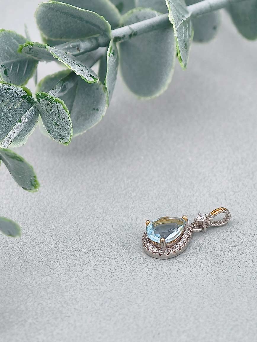 Blue Topaz Drop Sterling Silver Pendant image