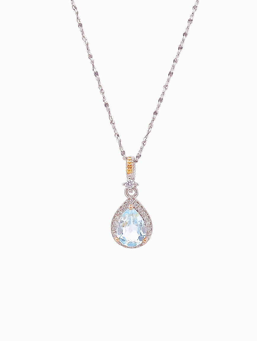 Blue Topaz Drop Sterling Silver Pendant