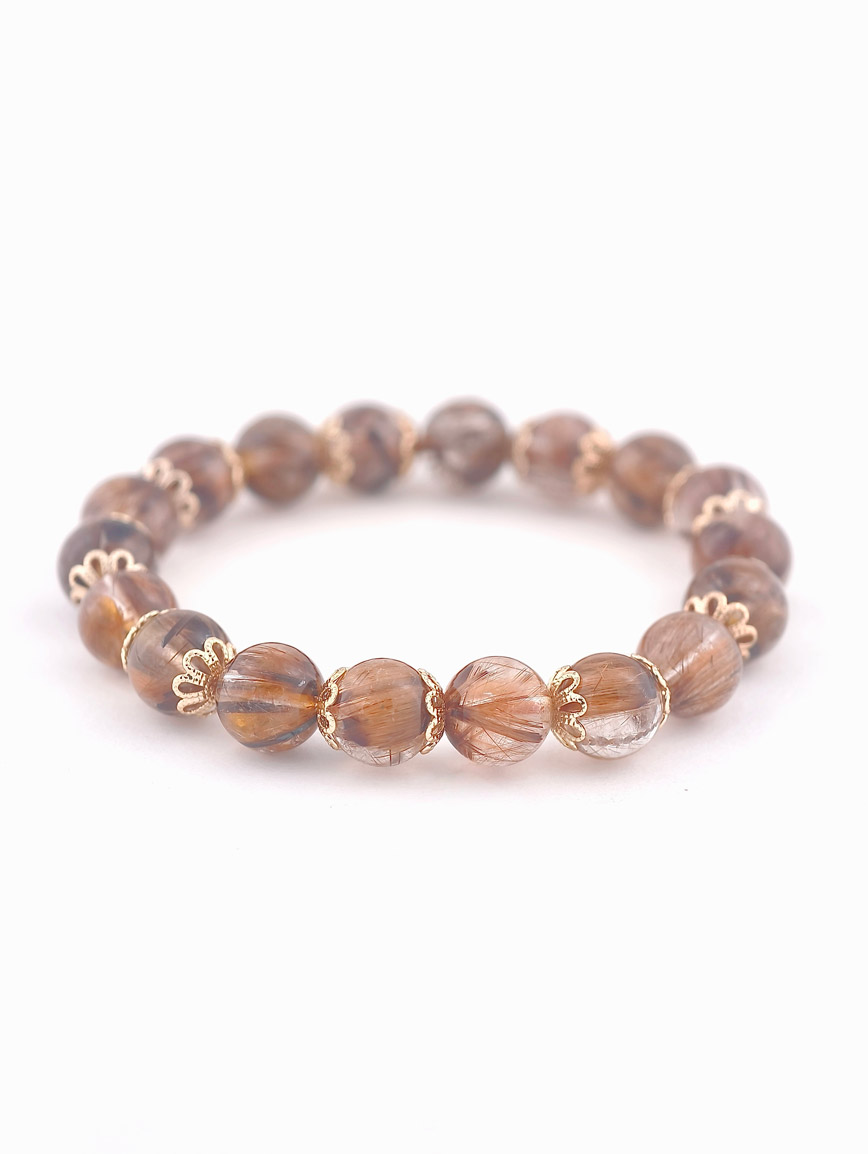 Natural Copper Rutilated Quartz Elegant Bracelet