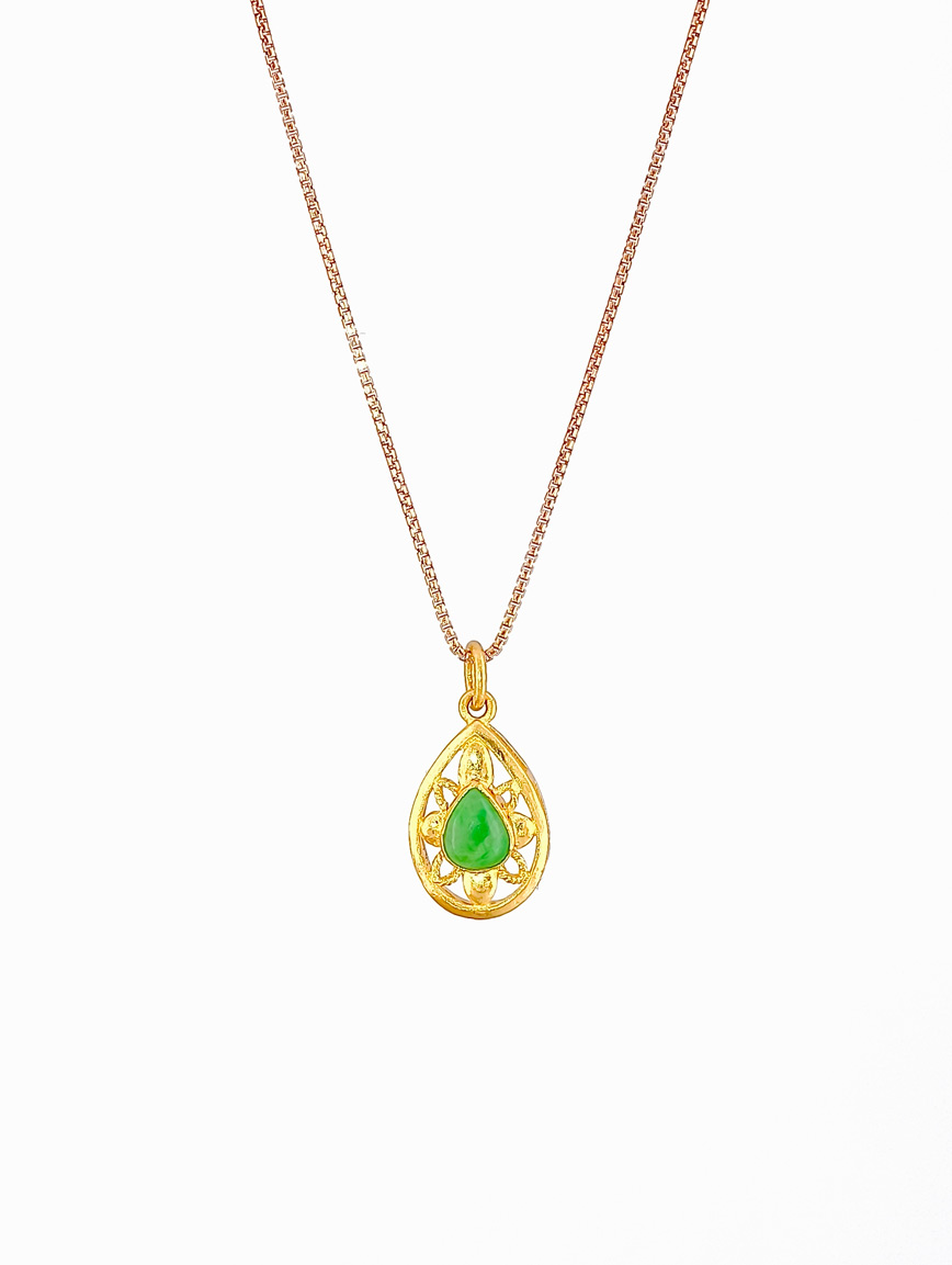 18K Gold Natural Jadeite Design Style Pendant