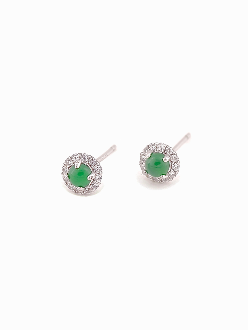 Natural Jadeite Exquisite Style Sterling Silver Earrings