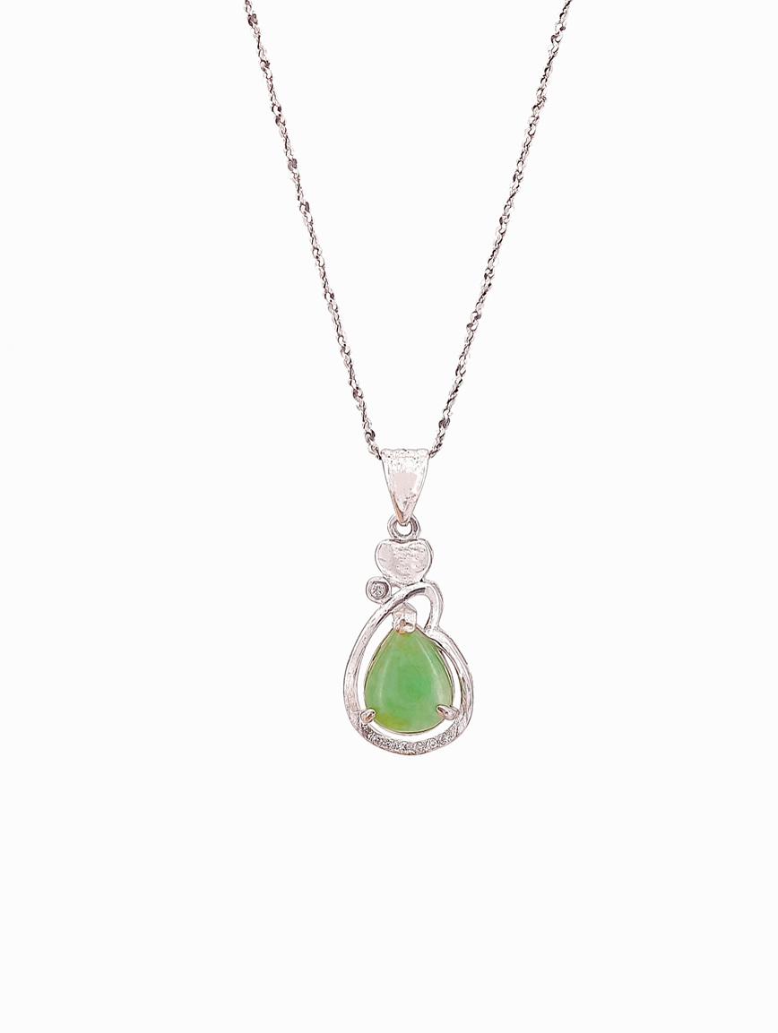 Natural Jadeite Sterling Silver Pendant