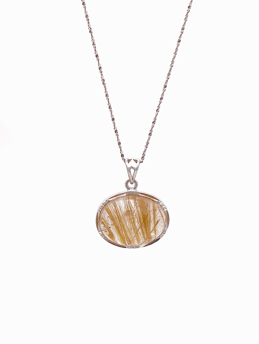 Natural Rutilated Quartz Simple Style Pendant