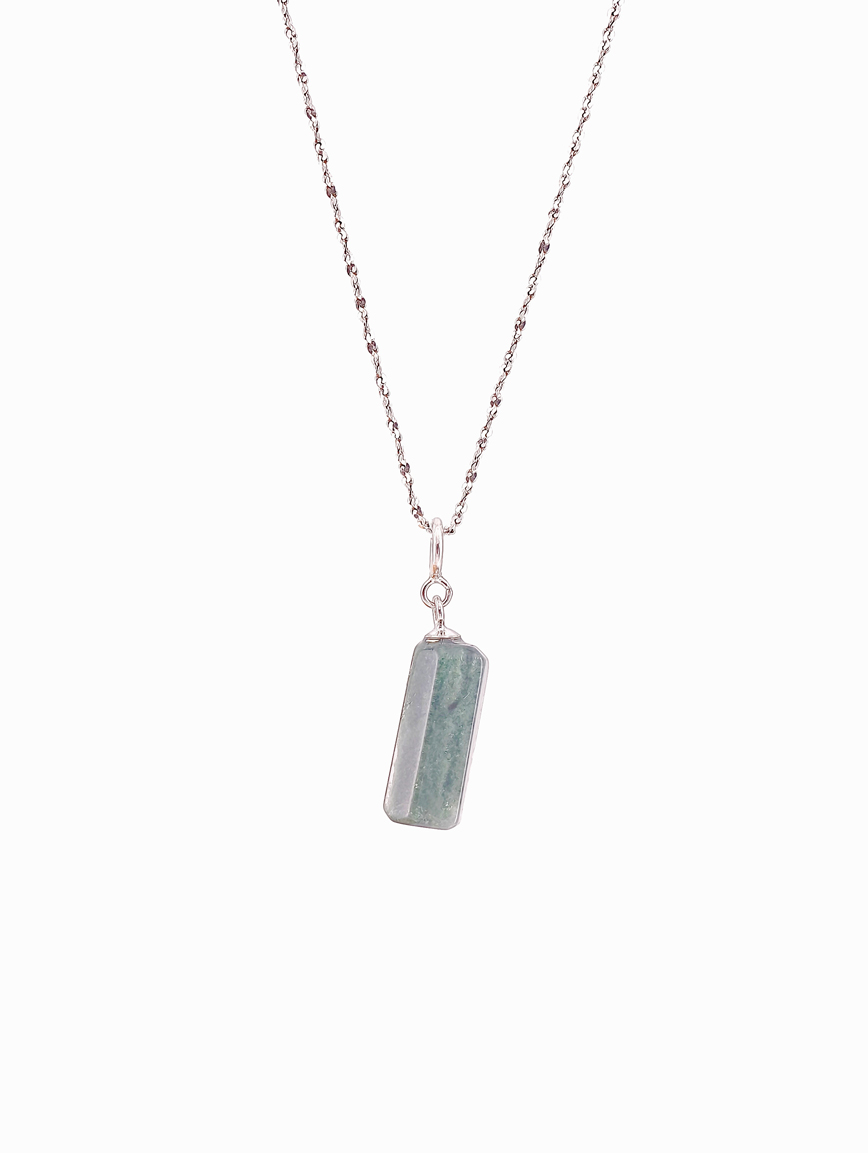 Natural Green Phantom Simple Style Sterling Silver Pendant