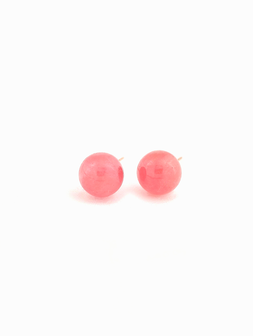 18K Gold Natural Rhodochrosite Earrings