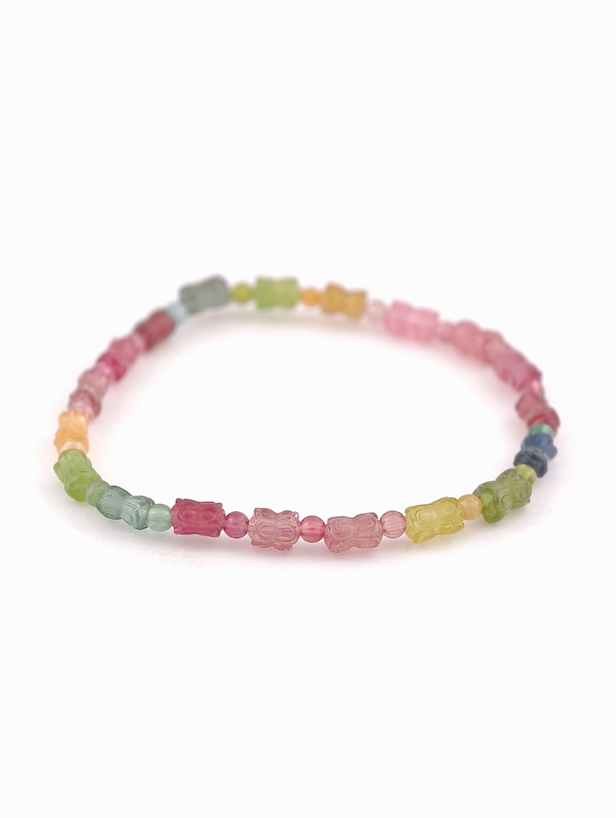 Double Lotus Tourmaline Lucky Bead Bracelet