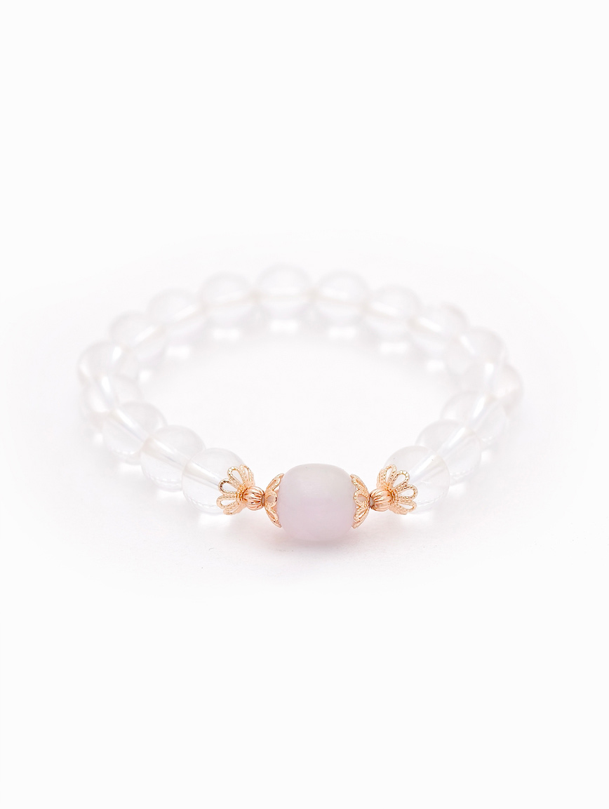 Natural Clear Quartz and Kunzite Bracelet