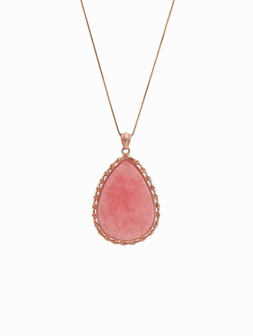 Natural Water Drop Rhodochrosite Sterling Silver Pendant