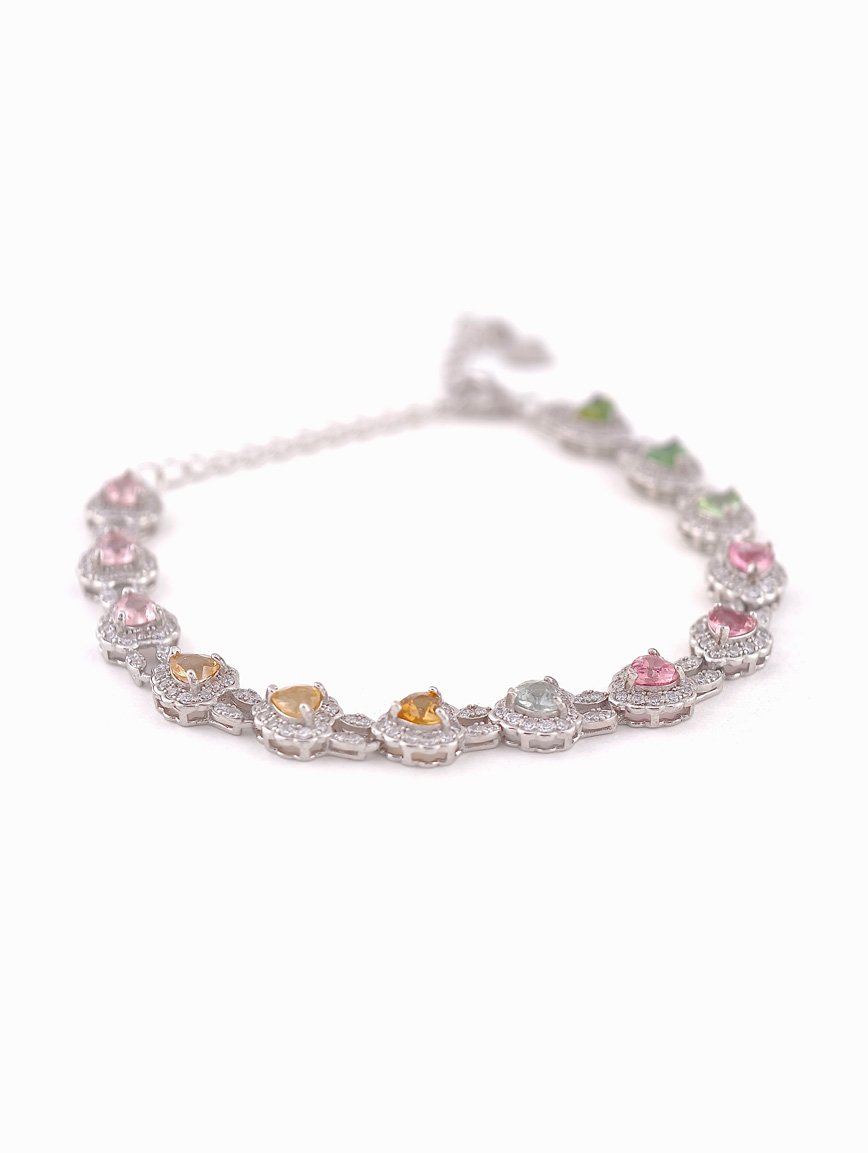 Natural Tourmaline Sterling Silver Gold Plated Delicate Style Bracelet