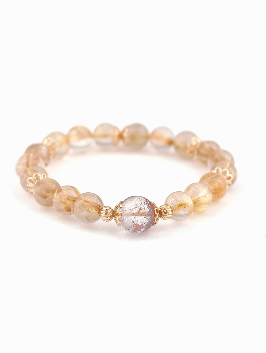 Natural Rutilated Quartz and Super Seven Bracelet