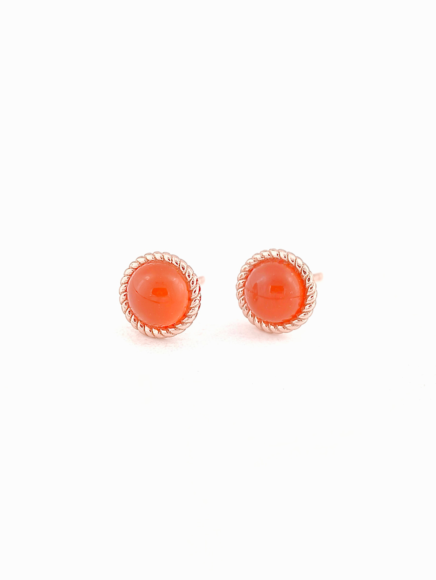 Natural South Red Agate Simple Style Sterling Silver Earrings
