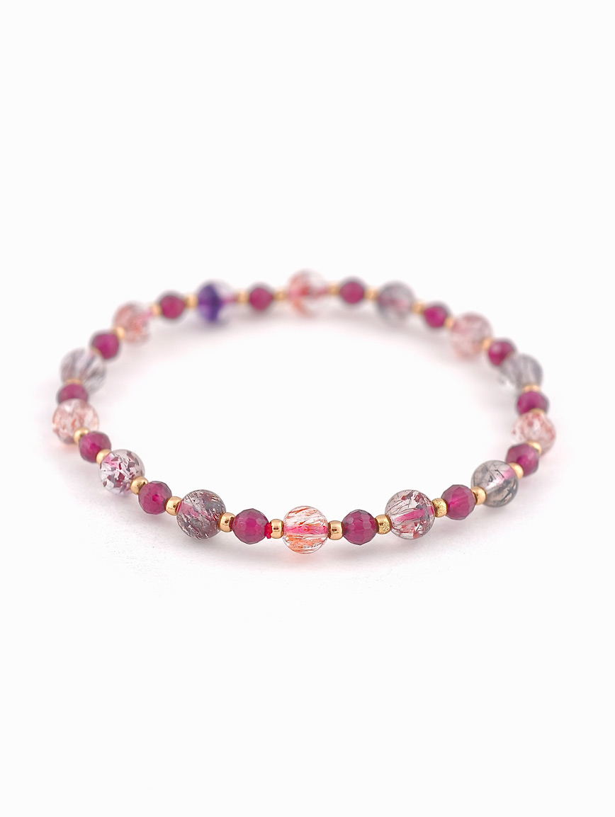 Natural Super Seven and Garnet Bracelet