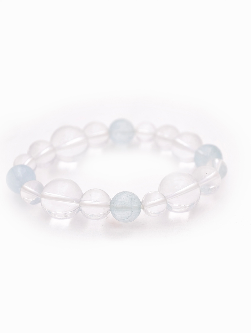 Natural Clear Quartz and Aquamarine Bracelet