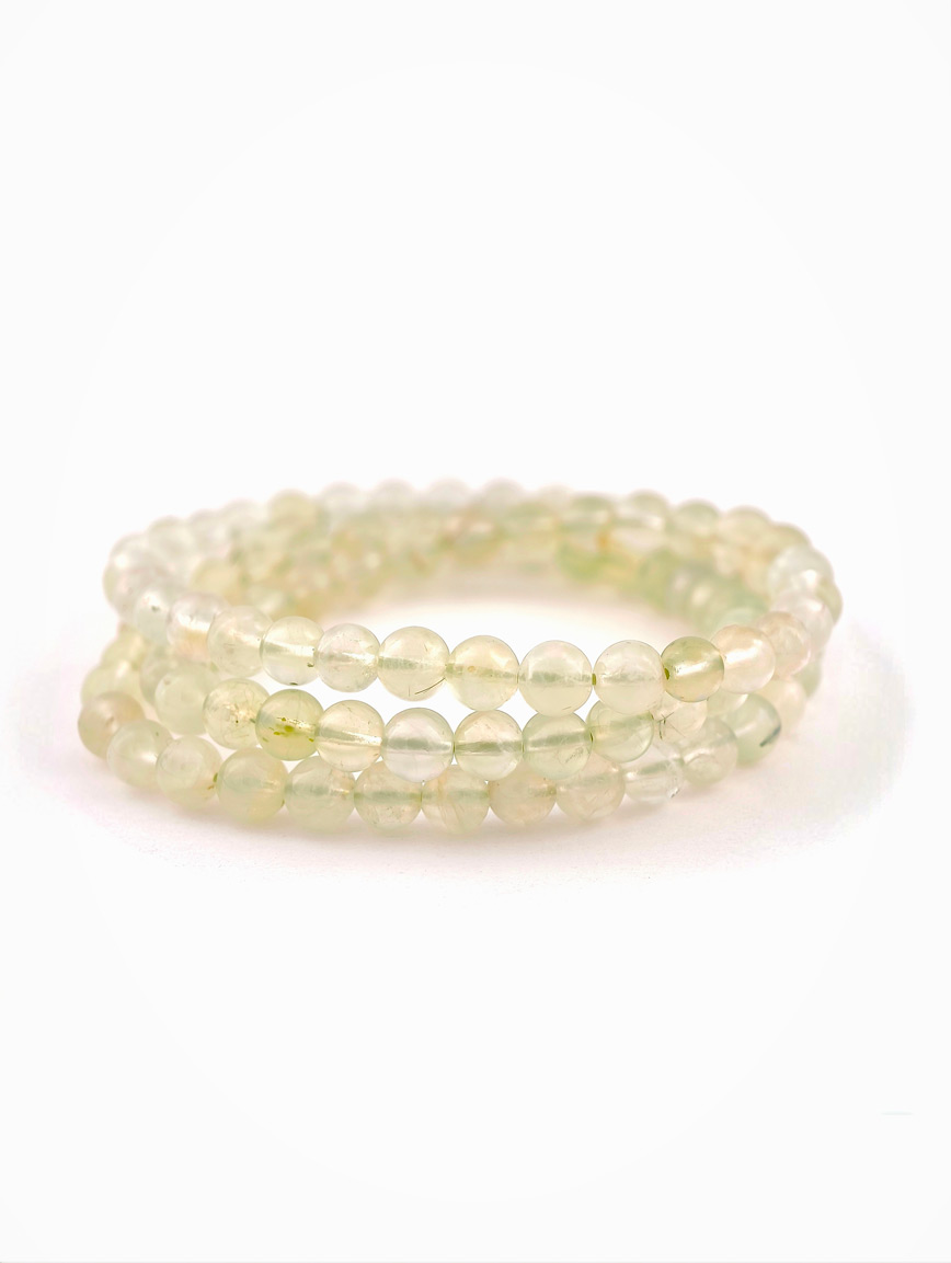 Natural Prehnite Three-Wrap Bracelet